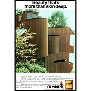 1981 Olympic Beauty That's More Than Skin Deep Vintage Print Ad Wood Oil Stain